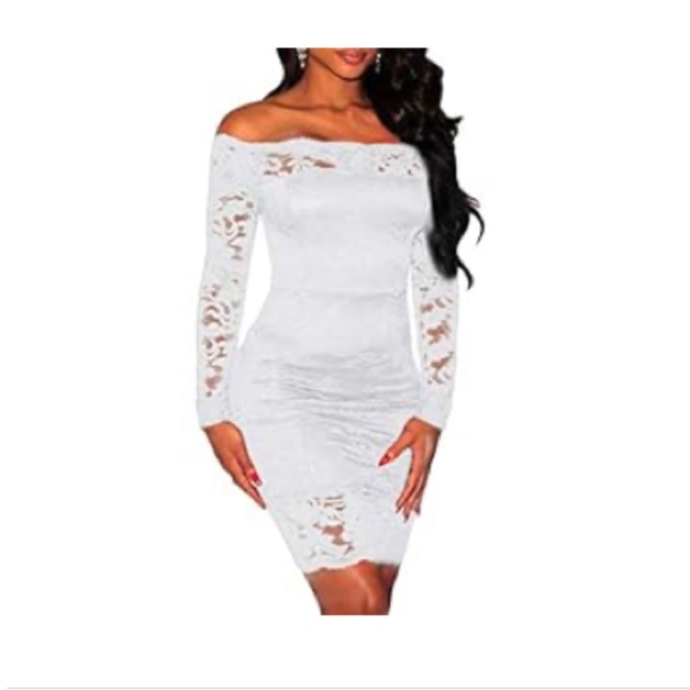 White Lace Off the Shoulder Dress